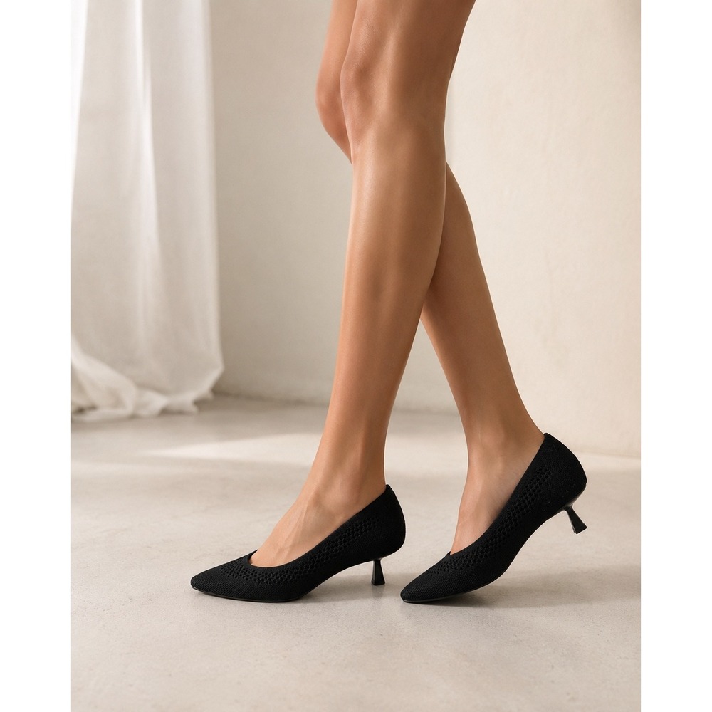 VIVAIA Black Hollowed-Out Knit Pointed Toe Pumps - Size EU 40 / US 9 / NWT